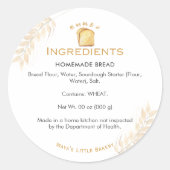 White Bread Wheat Bakery Ingredient Product Runder Aufkleber (Vorderseite)