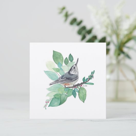 White Breastch Nuthatch Bird Art (Stehend Vorderseite)