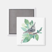 White Breastch Nuthatch Bird Art Magnet (Vorderseite/Rückseite)