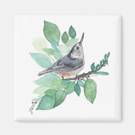 White Breastch Nuthatch Bird Art Magnet
