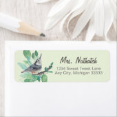 White Breastch Nuthatch Bird Art Return Label (Insitu)