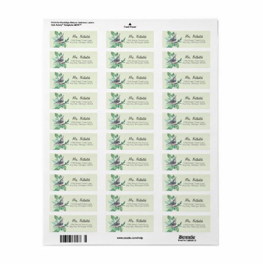 White Breastch Nuthatch Bird Art Return Label (Vorne)