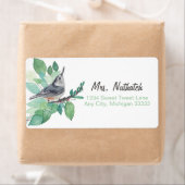 White Breastch Nuthatch Bird Art Return Label (Insitu)