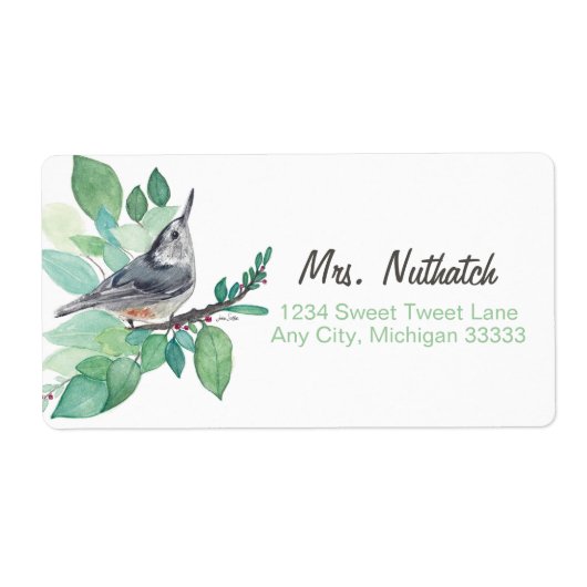 White Breastch Nuthatch Bird Art Return Label (Vorne)