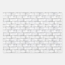 White Bricks Brown Lemon Yellow Green Stripes Geschenkpapier Set