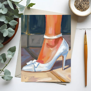 White Bridal Heelses Wedding Postkarte