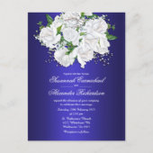White Bridal Rose auf Dark Blue Wedite Einladung Postkarte (Vorderseite)