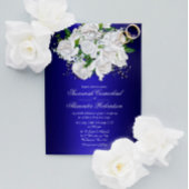 White Bridal Rose auf Dark Blue Wedite Einladung Postkarte