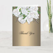 White Bridal Rose Bouquet, Gold Wedding Danke Karte (Vorderseite)