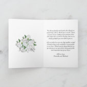 White Bridal Rose Bouquet, Gold Wedding Danke Karte (Innenseite)