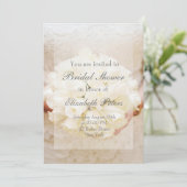 White Bridal Wedding Blume Bouquet Brautparty Einladung (Stehend Vorderseite)