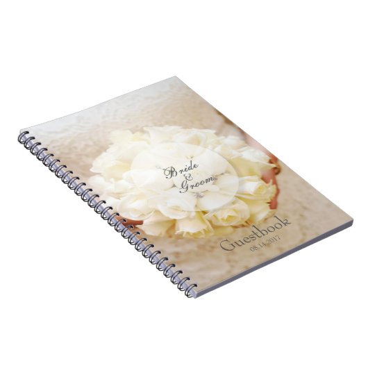 White Bridal Wedding Blume Bouquet Gästebuch Notizblock (Rechte Seite)