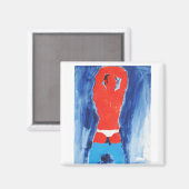 White Briefs Blue Jeans Magnet (Vorderseite/Rückseite)