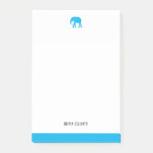 White & Bright Sky Blue Elephant & Border, Name Post-it Klebezettel (Vorderseite)