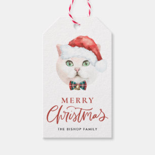 White British Shorthair Cat Frohe Weihnachten Geschenkanhänger