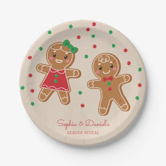 White Broad Gender Reveal Paper Plate Pappteller (Vorderseite)