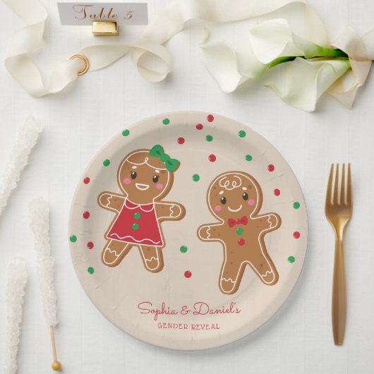 White Broad Gender Reveal Paper Plate Pappteller (Hochzeit)