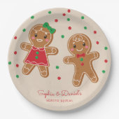 White Broad Gender Reveal Paper Plate Pappteller (Vorderseite)