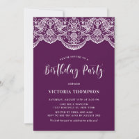 White Brocade Lace Lila Geburtstagsparty