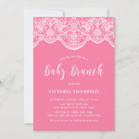 White Brocade Lace Pink Baby Brunch