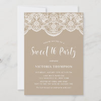 White Brocade Lace Taupe Sweet 16 Party