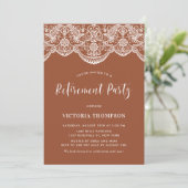 White Brocade Lace Terracotta Rente Party Einladung (Stehend Vorderseite)