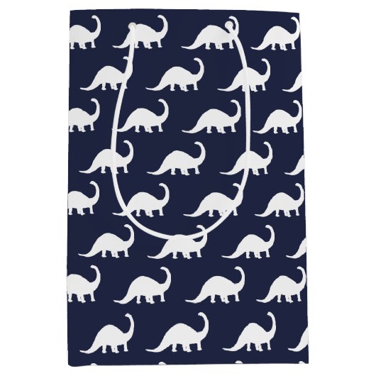 White Brontosaurus Dinosaurier Print Mittlere Geschenktüte