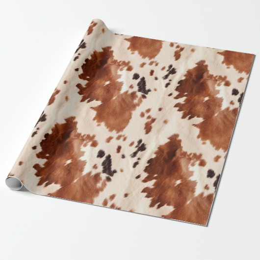 White Brown Cowhid Geschenkpapier (Ungerollt)