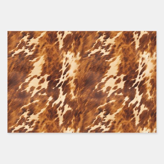 White Brown Cowhid Geschenkpapier Set (Vorderseite 2)