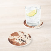 White Brown Cowhid Getränkeuntersetzer (Seite)