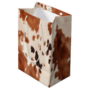 White Brown Cowhid Mittlere Geschenktüte