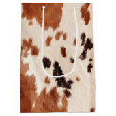 White Brown Cowhid Mittlere Geschenktüte (Rückseite)