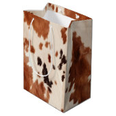 White Brown Cowhid Mittlere Geschenktüte (Rückseite Schrägansicht)