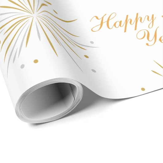 White Brown Illustrative Typographic New Year Wrap Geschenkpapier (Rolleneckpunkt)