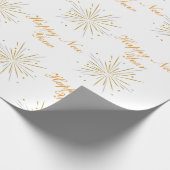 White Brown Illustrative Typographic New Year Wrap Geschenkpapier (Ecke)