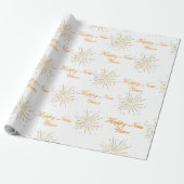 White Brown Illustrative Typographic New Year Wrap Geschenkpapier (Ungerollt)