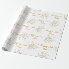 White Brown Illustrative Typographic New Year Wrap Geschenkpapier
