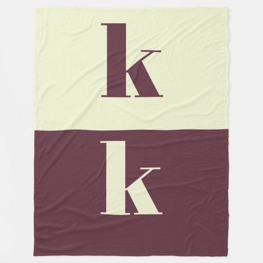 White & brown initial personalized  fleecedecke (Vorderseite)