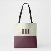 White & brown initial personalized tote bag tasche (Vorderseite)