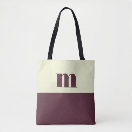 White & brown initial personalized tote bag tasche