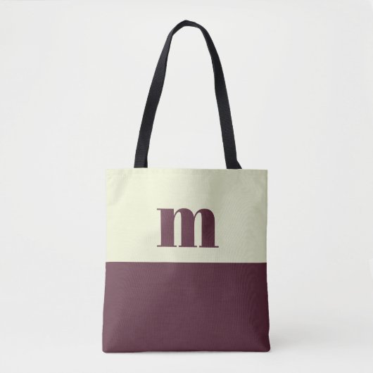 White & brown initial personalized tote bag tasche (Vorderseite)