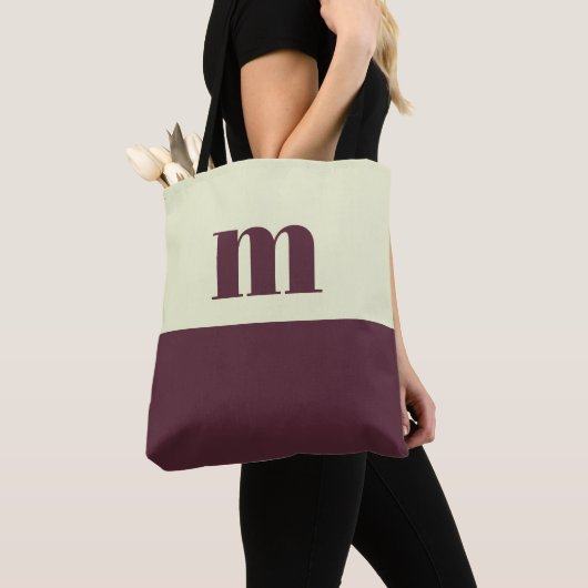 White & brown initial personalized tote bag tasche (Von Nahem)