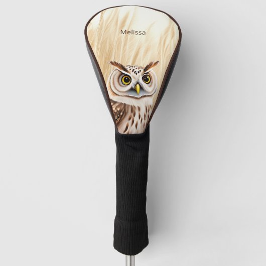 White Brown Owl Monogram Golf Headcover (Vorderseite)