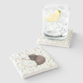 White Brown Sheep Flowers  Steinuntersetzer (Seitenansicht)