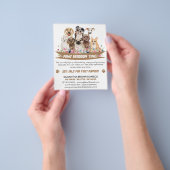 White Brown Simple Floral Illustriert Dog Groomer Flyer (Gruppe)