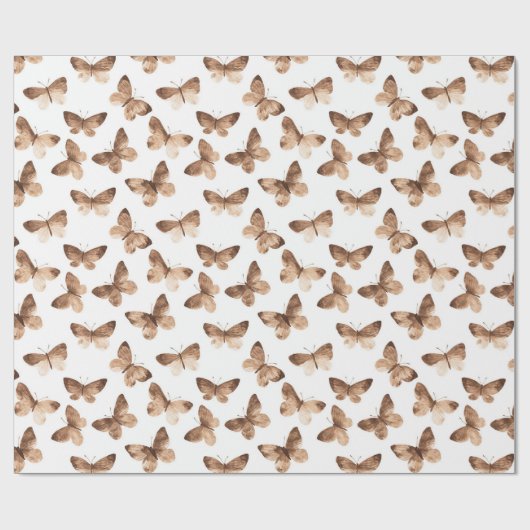 White Brown Spring Butterfells Geburtstag Geschenkpapier (Flach)