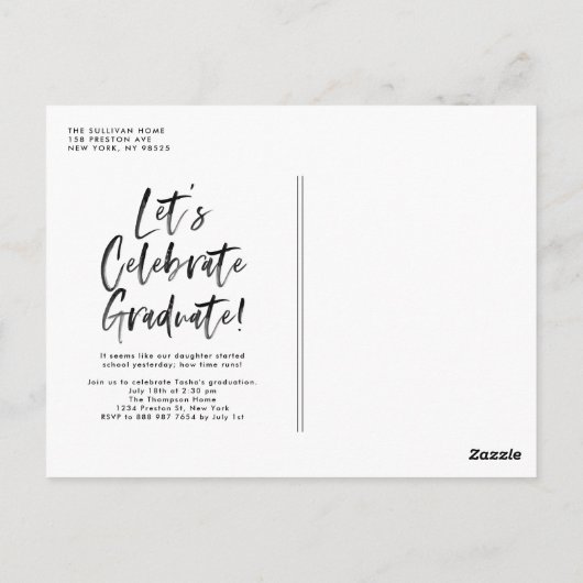 White Brush Calligraphy Class of 2025 Abschluss Postkarte (Rückseite)