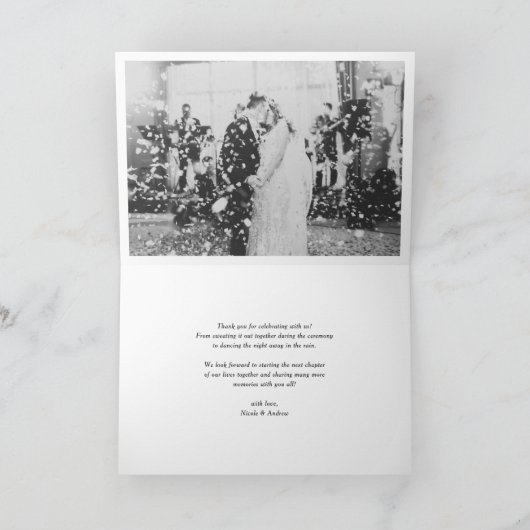 White Brush Calligraphy Script Danke Foto (Innenseite)