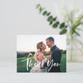 White Brush Lettering Overlay Wedding Danke Postkarte (Stehend Vorderseite)