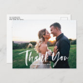White Brush Lettering Overlay Wedding Danke Postkarte (Vorne/Hinten)